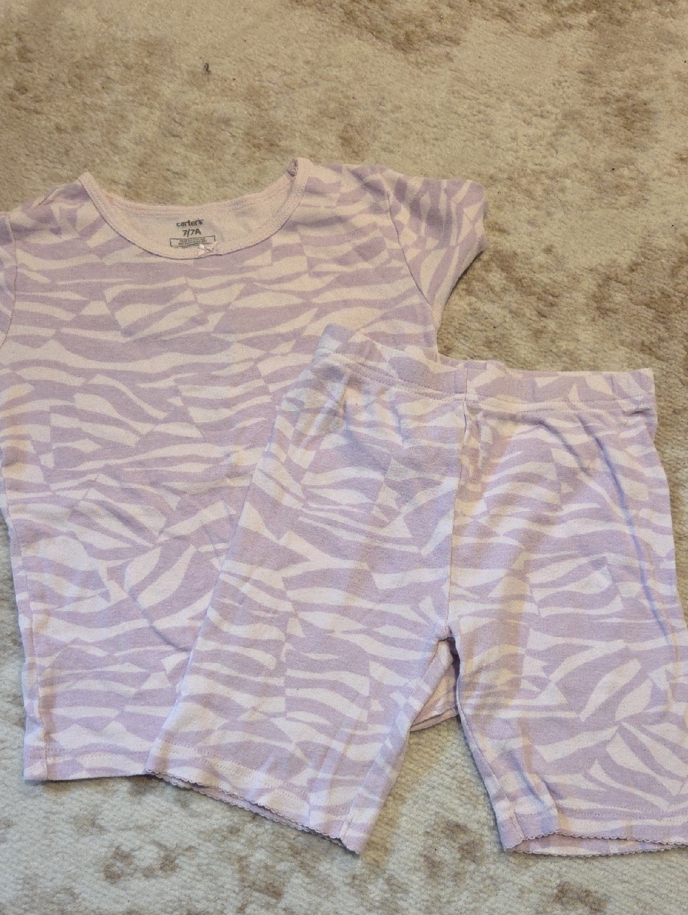 Carter's Lavender Zebra-Stripe Short Pajama Set